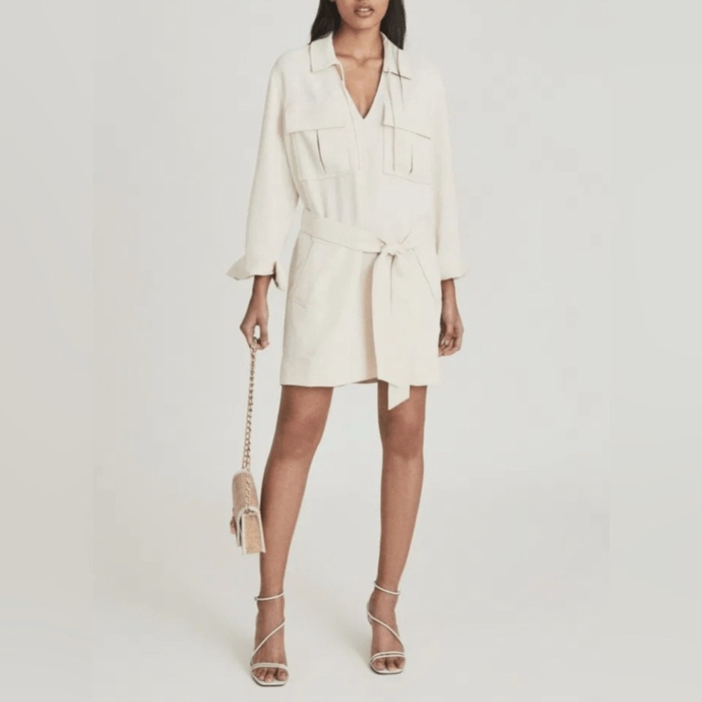 Reiss Cream Textured Dress